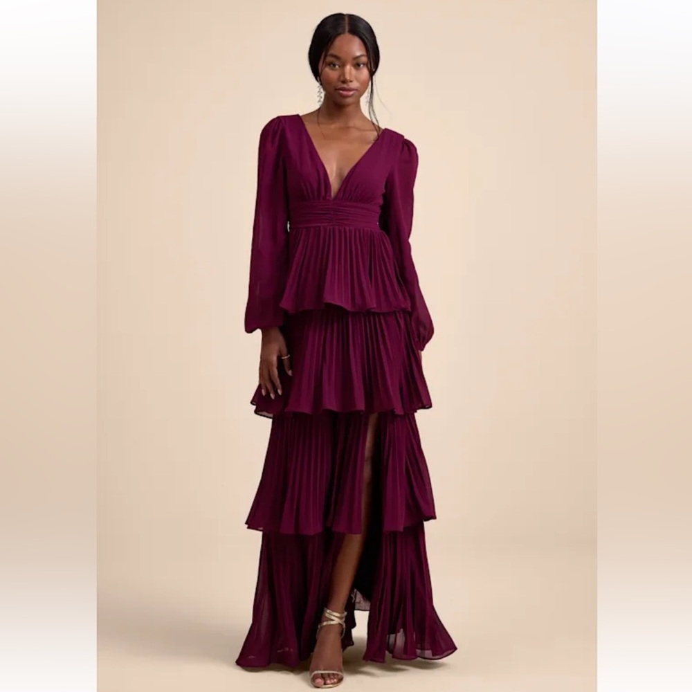 Lulus Deep Plum Tiered Maxi Dress size 1X NWOT #3G